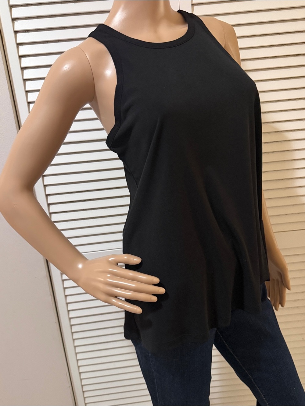 Veronica M Black High Neck Sleeveless Swing Tank Top Size Small Made in USA